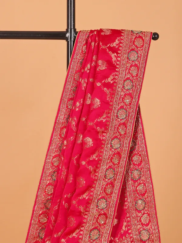 Rani color dola silk zari weaving saree
