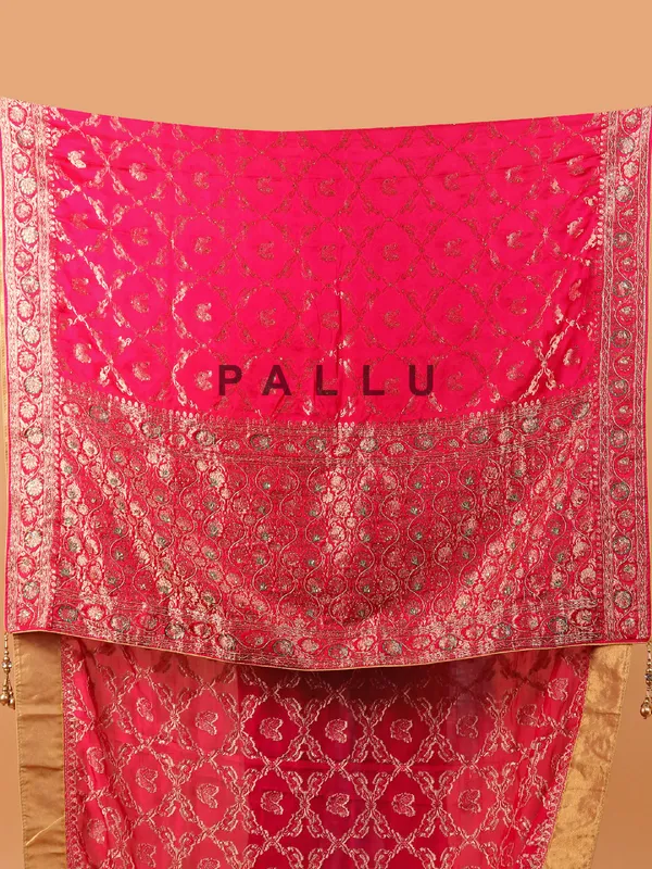 Rani color dola silk zari weaving saree
