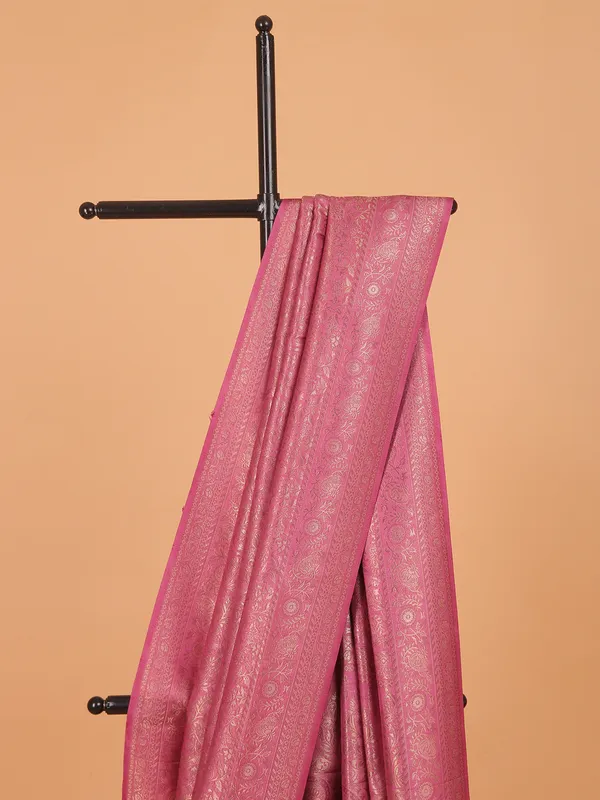 Rani color kanjivaram silk saree for festive