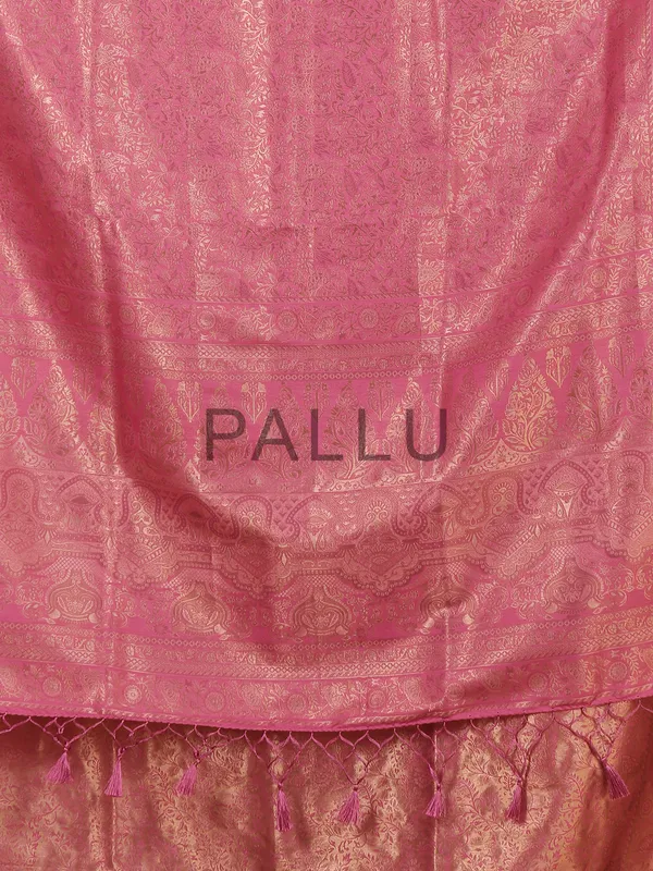 Rani color kanjivaram silk saree for festive