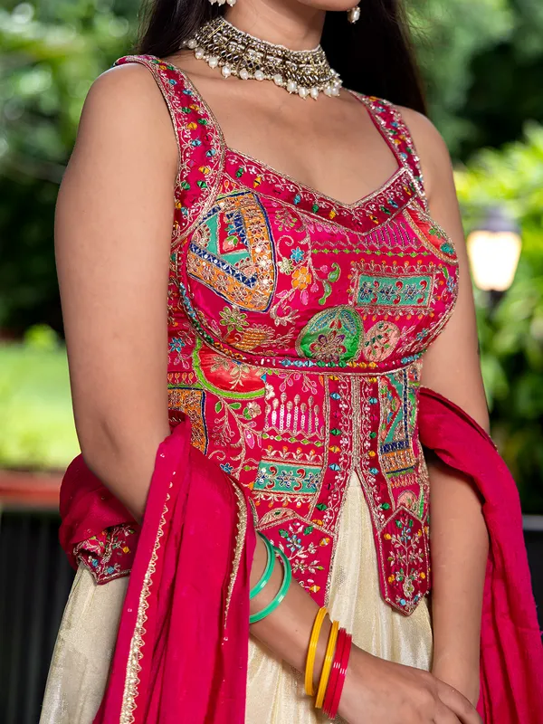 Rani color lehenga choli silk for women