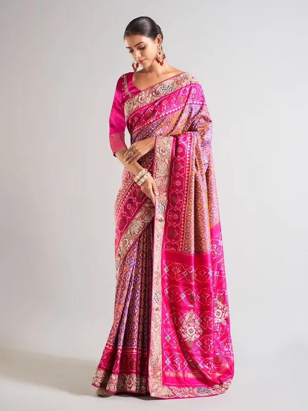 Rani color patola silk saree