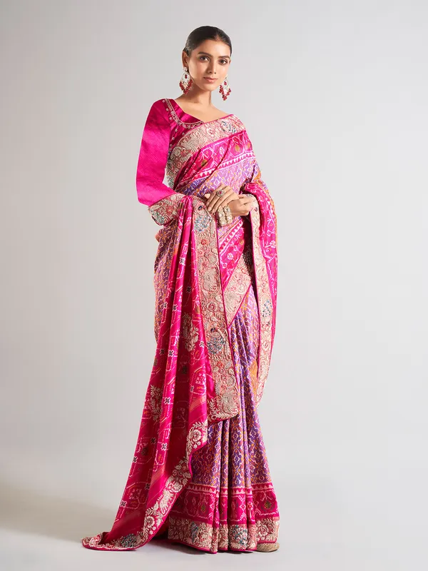 Rani color patola silk saree