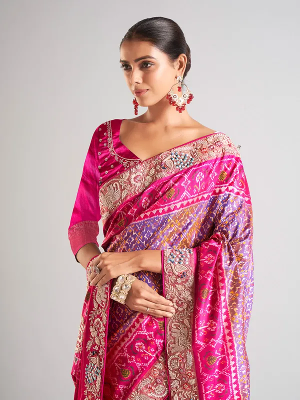 Rani color patola silk saree