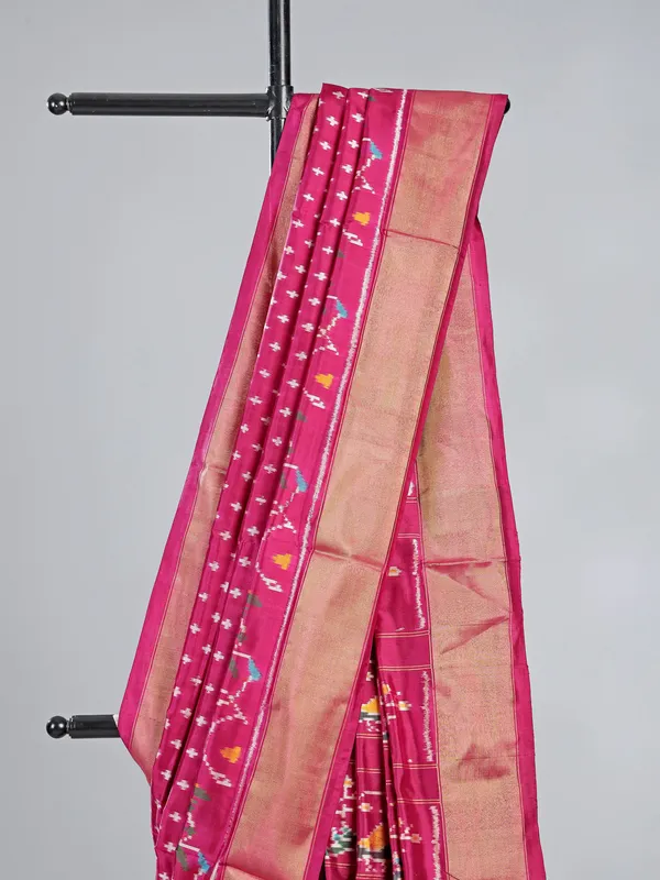 Rani color patola silk saree with printed