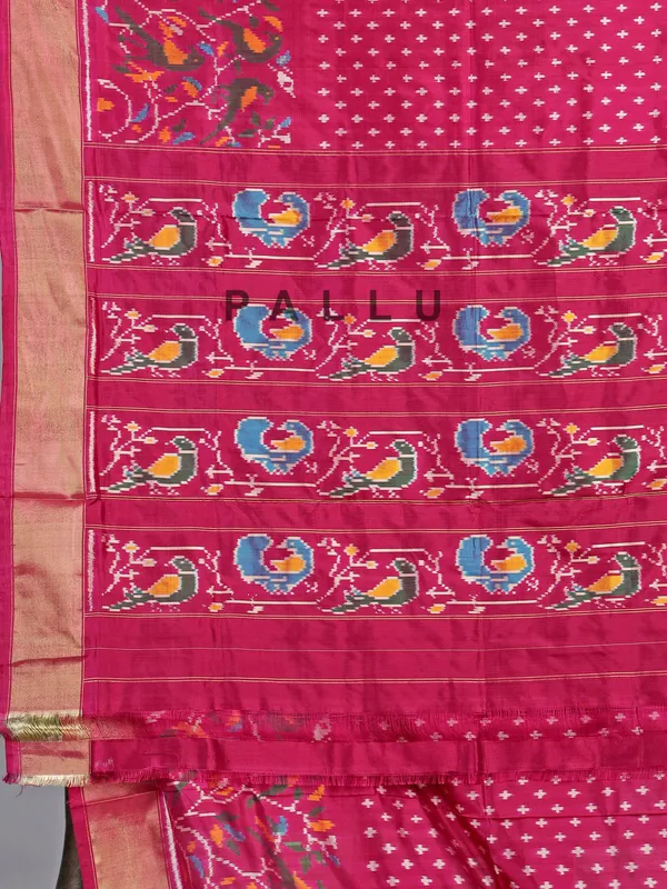 Rani color patola silk saree with printed