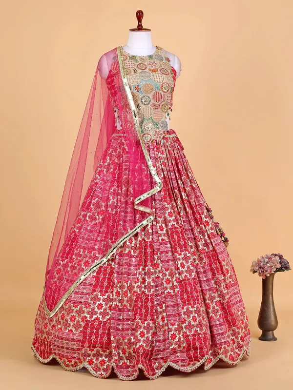 Rani color printed georgette lehenga choli