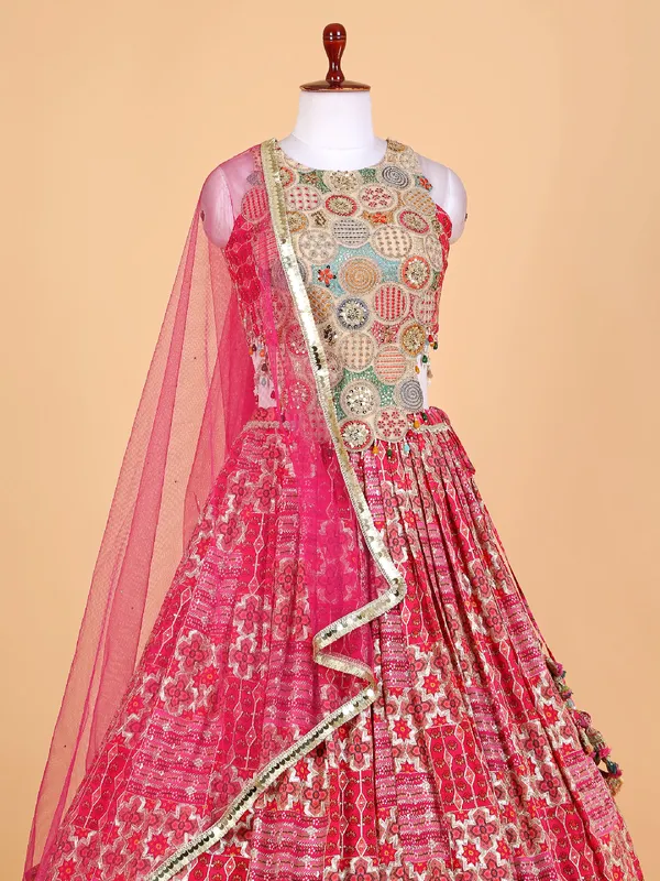 Rani color printed georgette lehenga choli