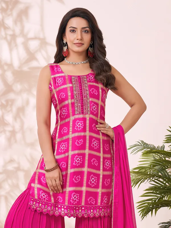 Rani color printed sharara suit in silk