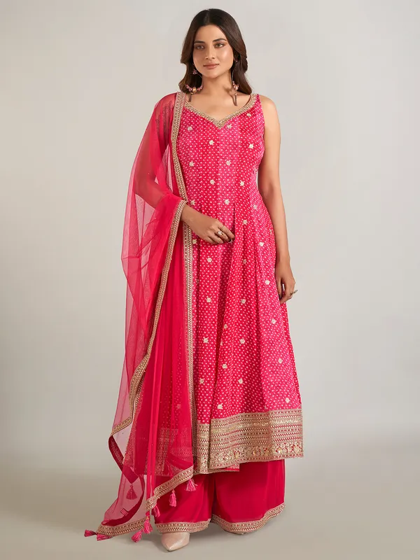Rani color printed silk palazzo suit