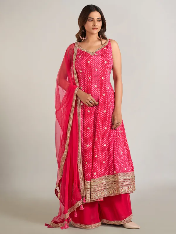 Rani color printed silk palazzo suit