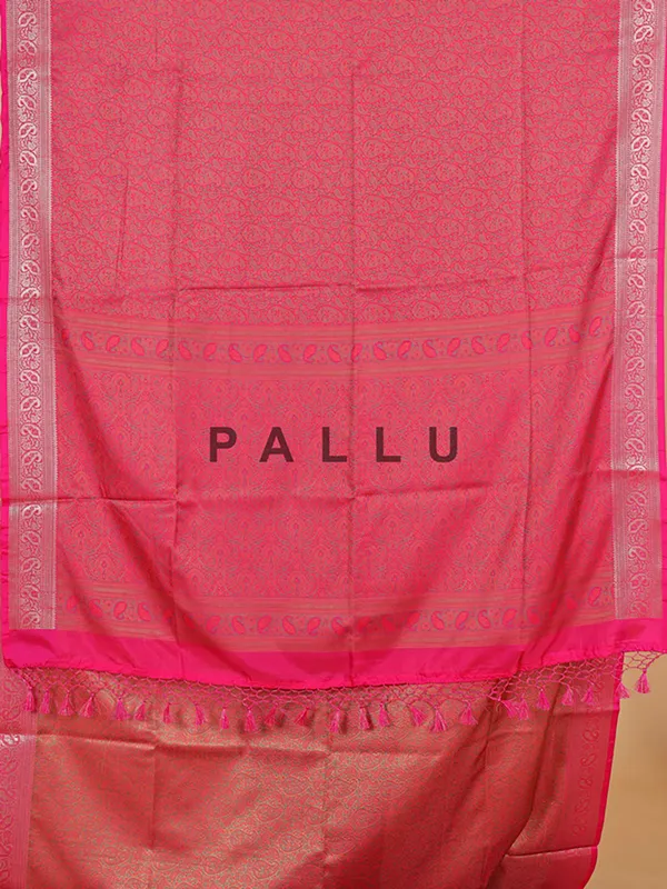 Rani color printed silk saree for wedding