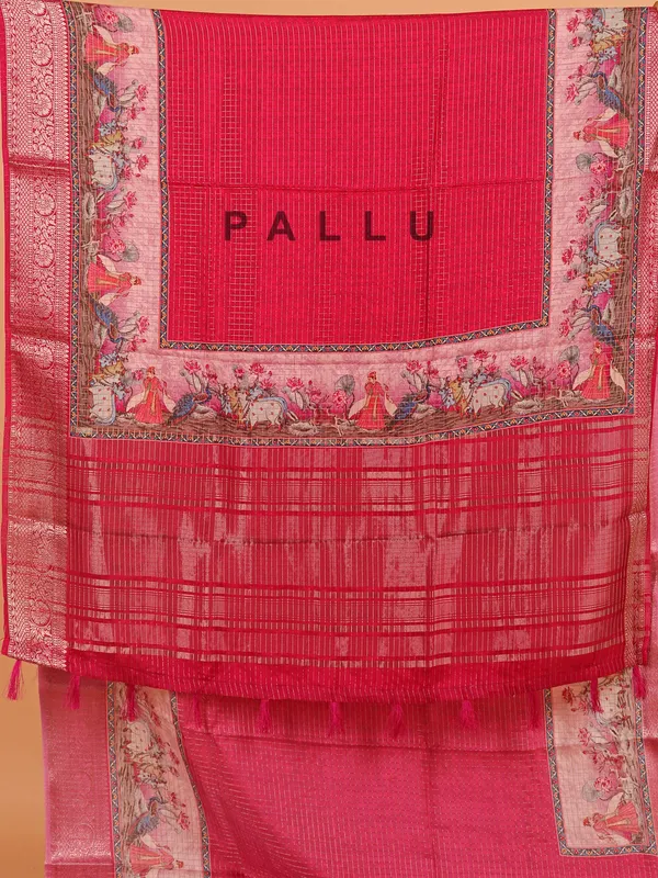 Rani color semi dola silk saree for women