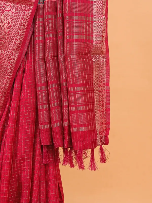 Rani color semi dola silk saree for women