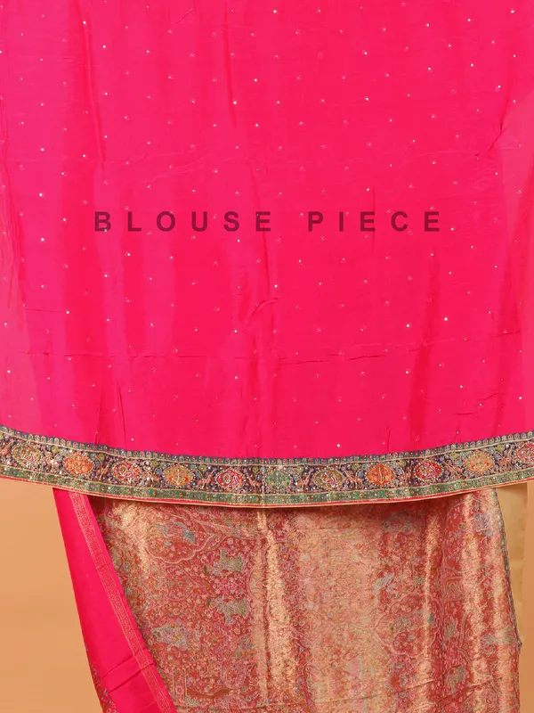 Rani color semi pashmina saree for wedding wear