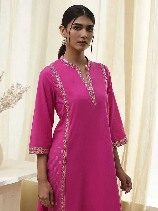 Rani color silk kurti for women