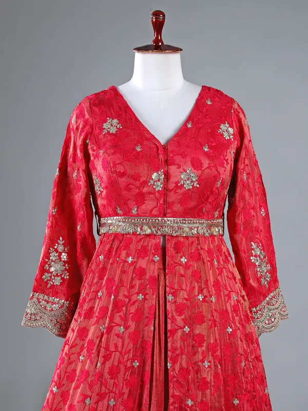 Rani color silk lehenga suit for wedding wear