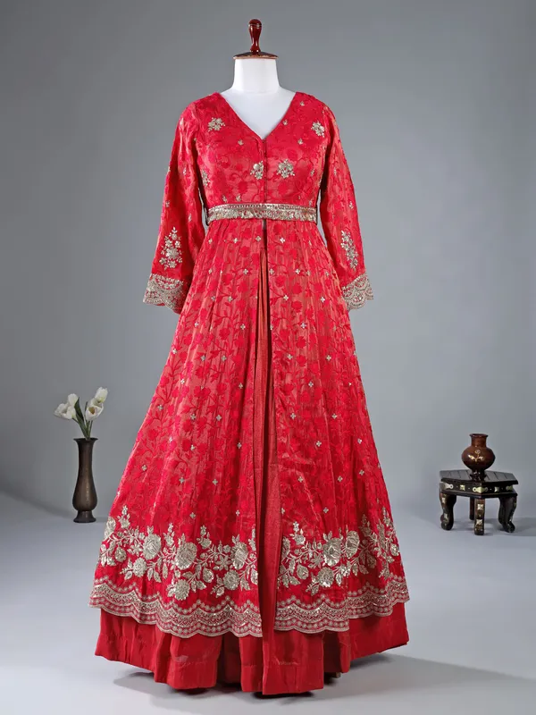 Rani color silk lehenga suit for wedding wear