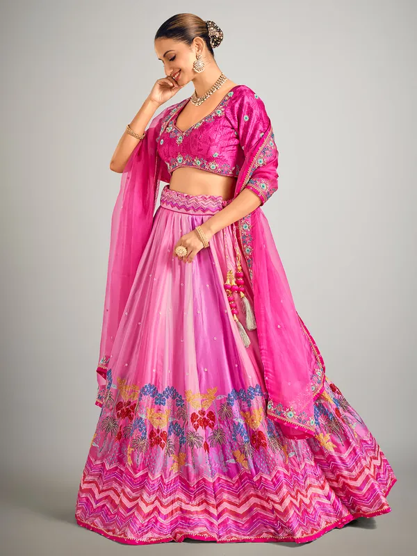 Rani color wedding wear silk lehenga choli