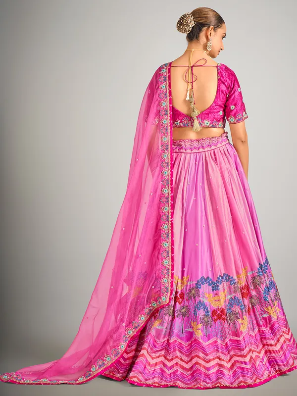 Rani color wedding wear silk lehenga choli