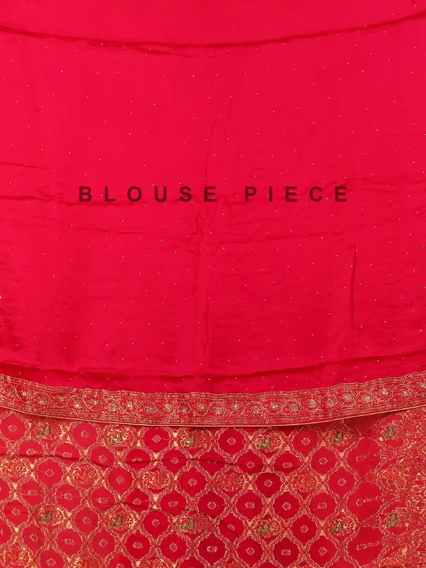 Rani color zari worked wedding saree in dola silk