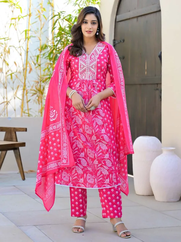 Rani cotton silk kurti set for festival