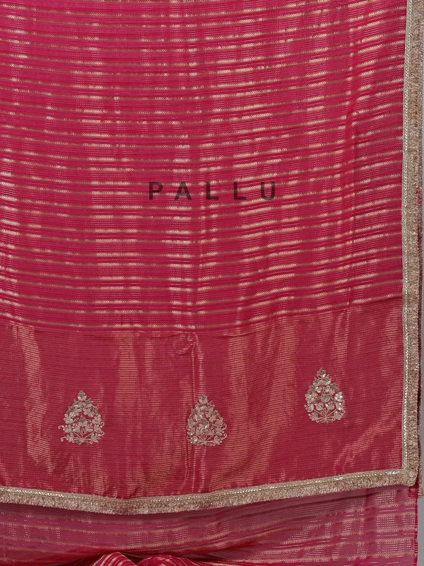 Rani organza saree with ready made blouse