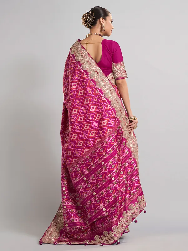 Rani patola silk saree with heavy zari work for weddings
