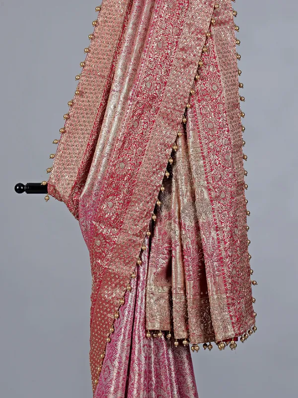 Rani pink and red kanjivaram silk saree