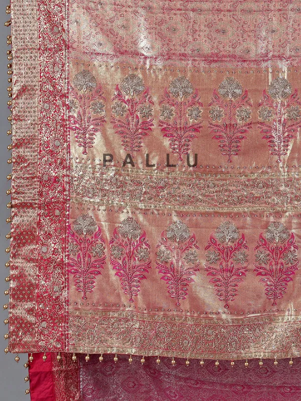 Rani pink and red kanjivaram silk saree