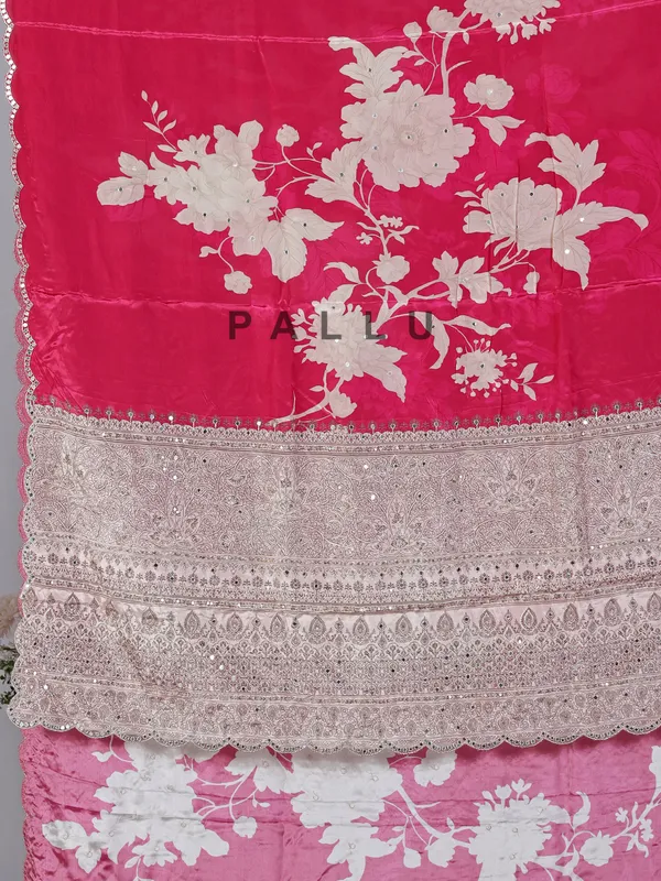 Rani pink crepe silk festive saree