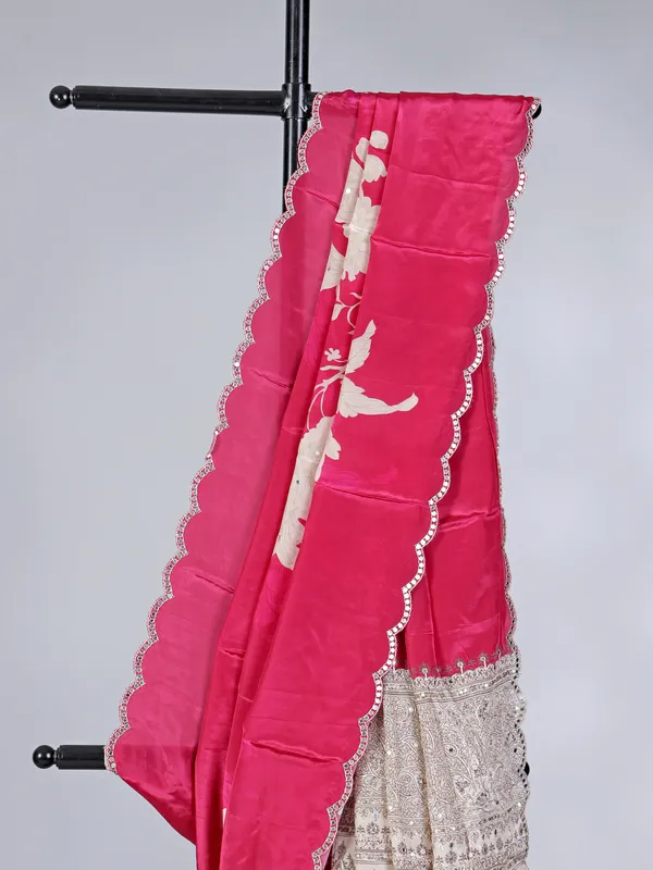 Rani pink crepe silk festive saree