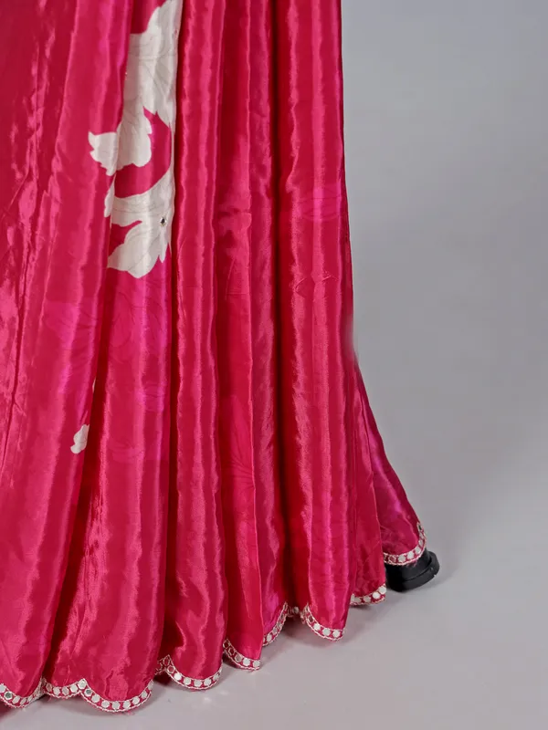 Rani pink crepe silk festive saree