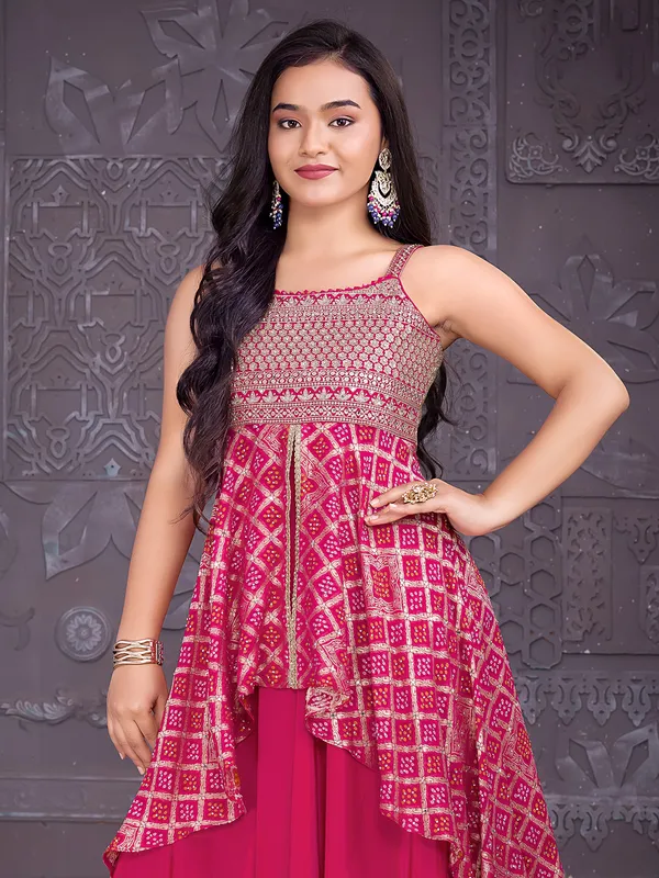 Rani pink designer palazzo suit for wedding wear