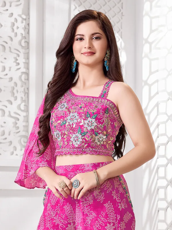 Rani pink designer silk palazzo ensemble