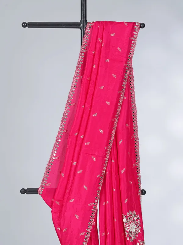 Rani pink dola silk saree for festivals