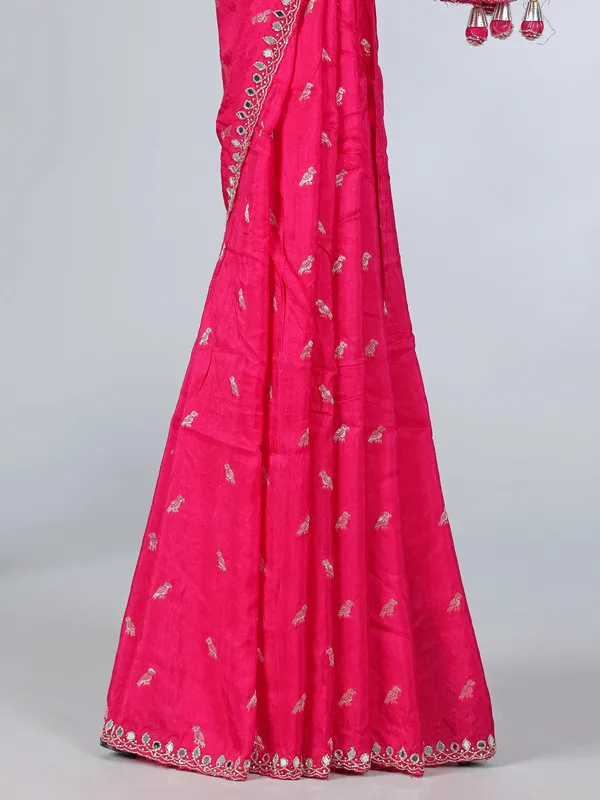 Rani pink dola silk saree for festivals