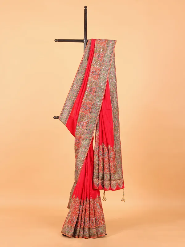 Rani pink dola silk saree for wedding wear