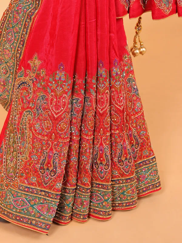 Rani pink dola silk saree for wedding wear