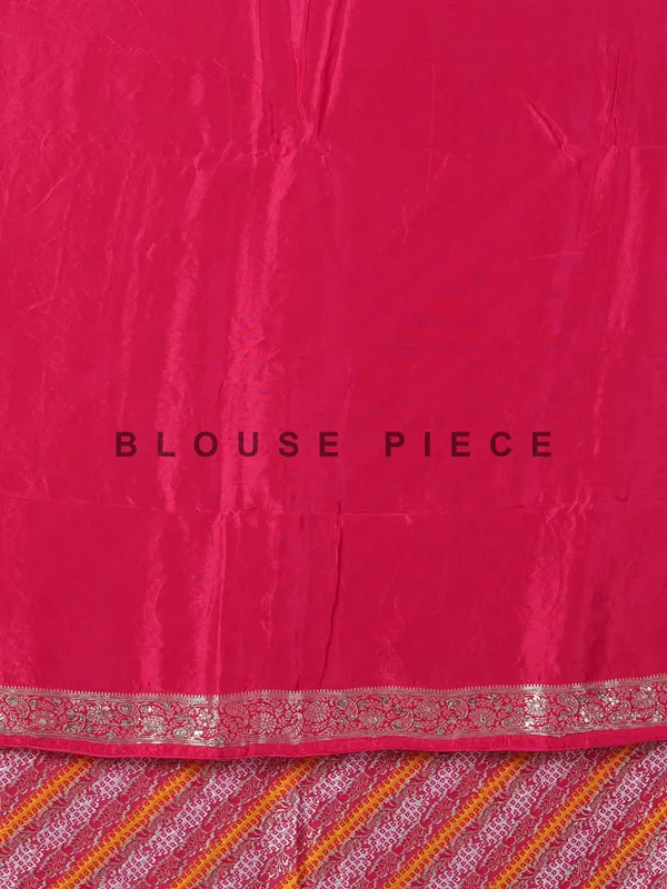 Rani pink dola silk saree with bandhej print accents