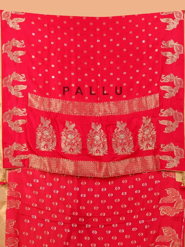 Rani pink dola zari weaving silk saree