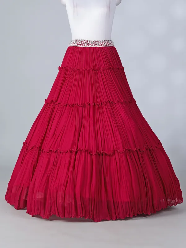 Rani pink georgette designer lehenga choli with dupatta