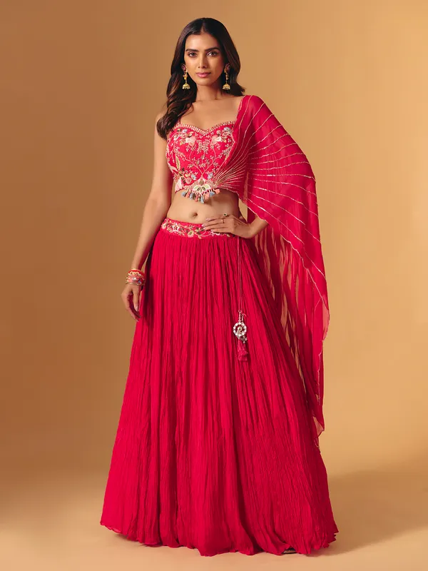 Rani pink georgette designer zardosi lehenga choli