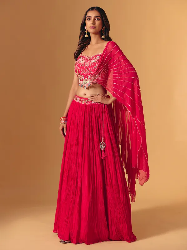 Rani pink georgette designer zardosi lehenga choli