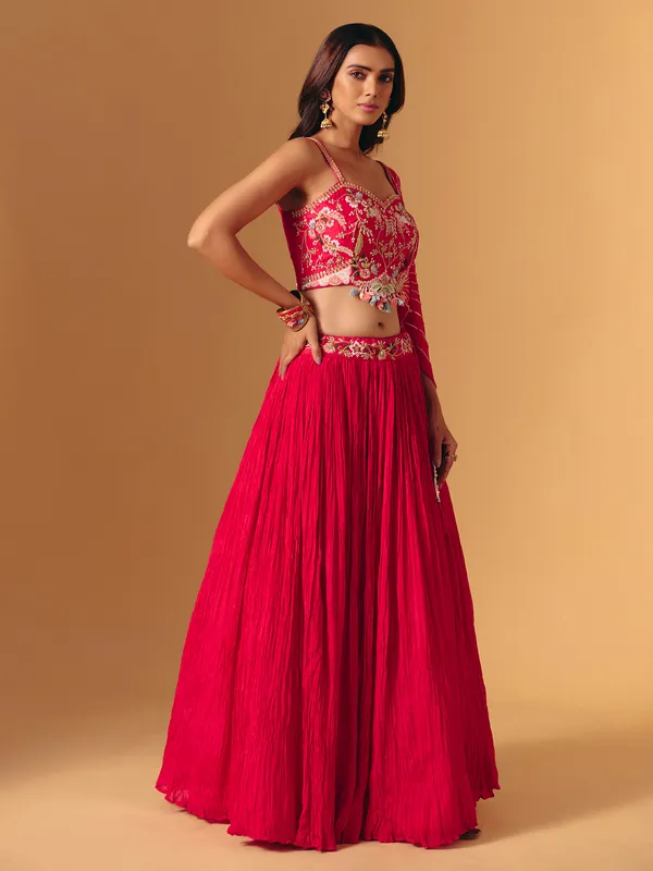 Rani pink georgette designer zardosi lehenga choli