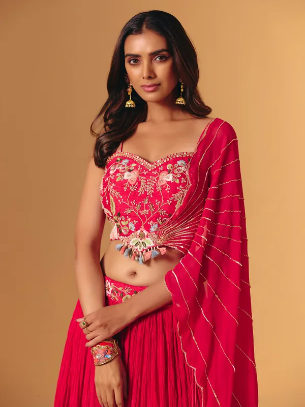 Rani pink georgette designer zardosi lehenga choli