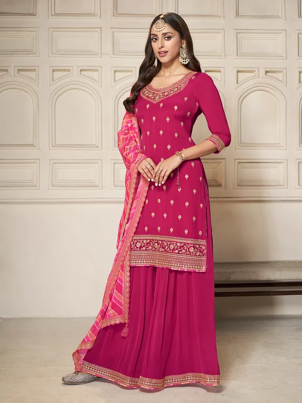 Rani pink georgette pakistani palazzo suit