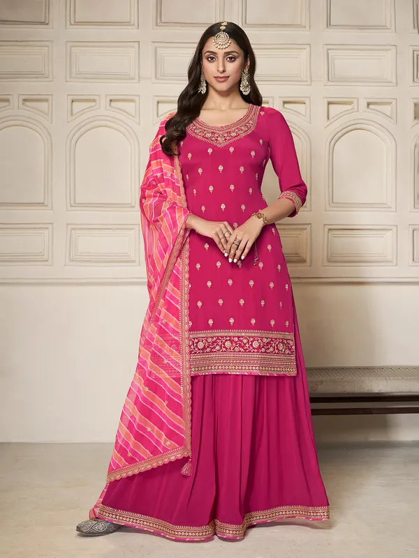 Rani pink georgette pakistani palazzo suit