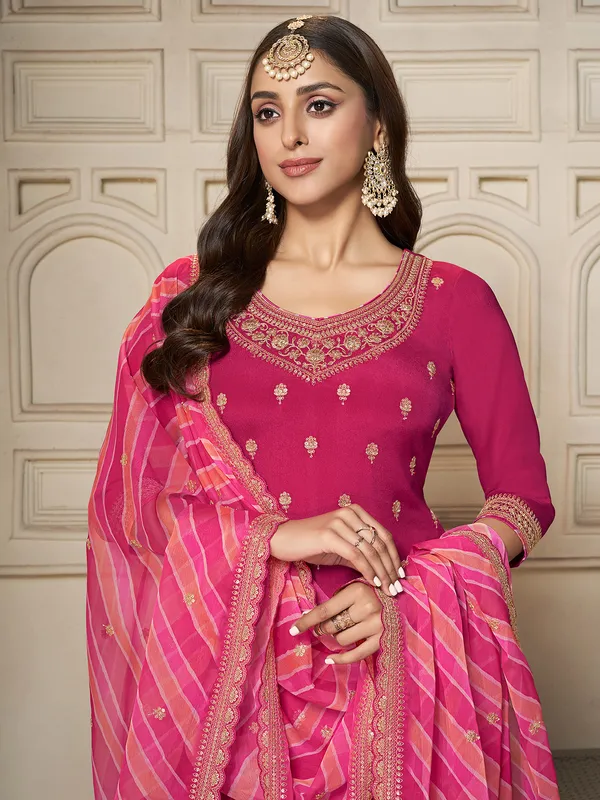 Rani pink georgette pakistani palazzo suit