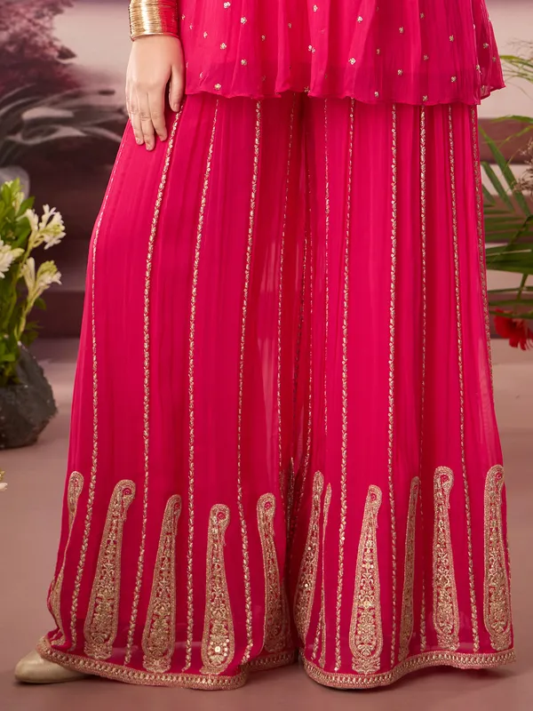 Rani pink georgette palazzo designer salwar suit